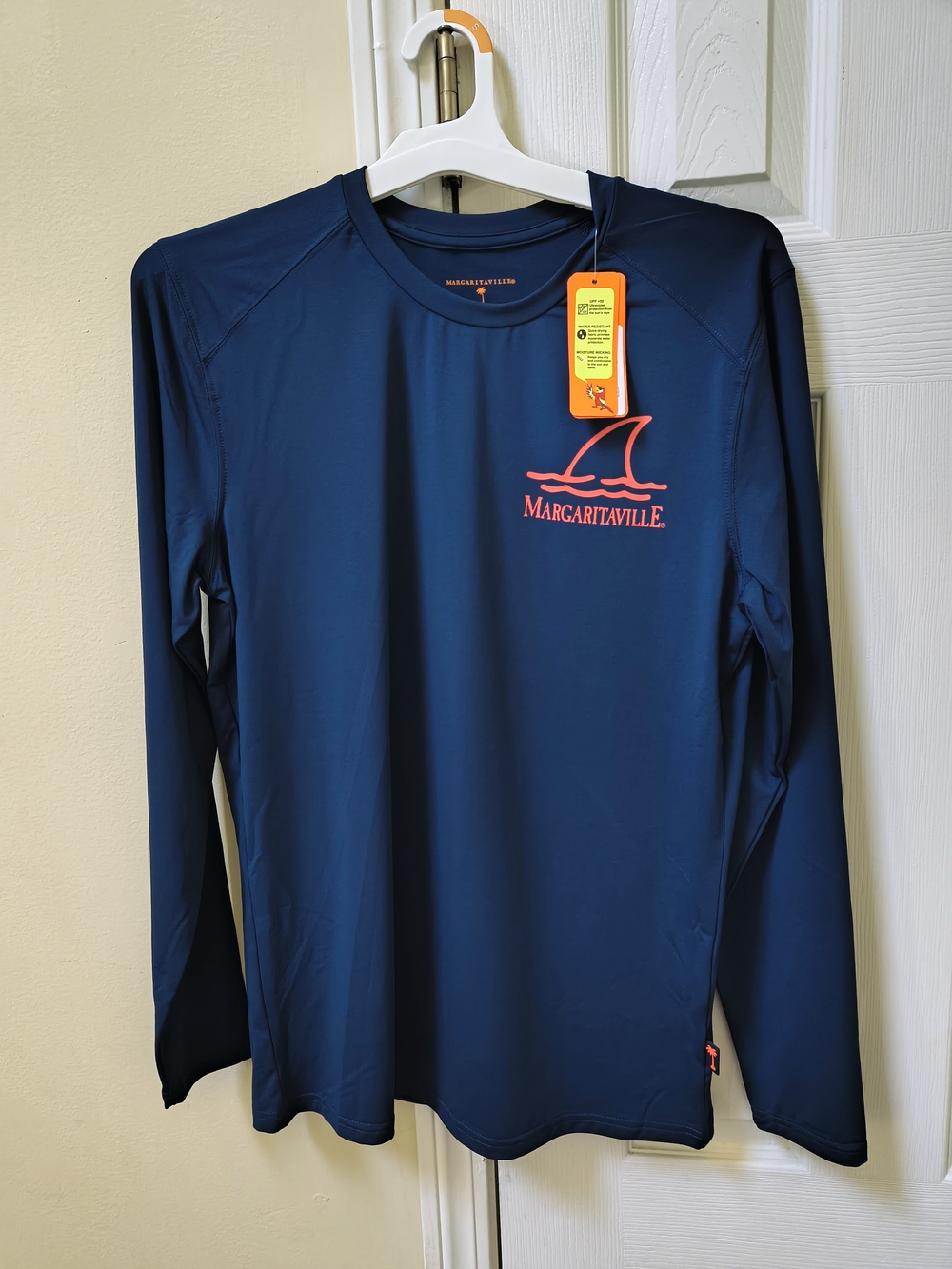 Margaritaville Men's Long-Sleeve Swim Shirt - Navy with Coral Logo I'm